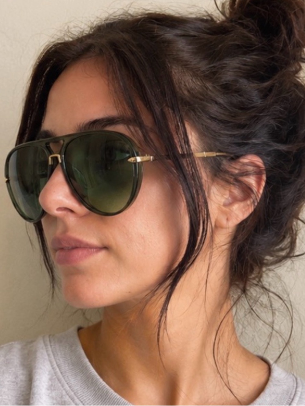 Green Gradient Oversized Sunglasses Gold Frame Y2K Streetwear